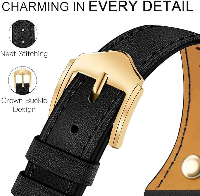 JR.DM Slim Leather Bands Compatible with Apple Watch Band 38mm 40mm 41mm 42mm 44mm 45mm 46mm 49mm, Genuine Leather Band with Charms, Feminine Design for Iwatch Ultra SE Series 11 10 9 8 7 6 5 4 3 2 1 - Image 5