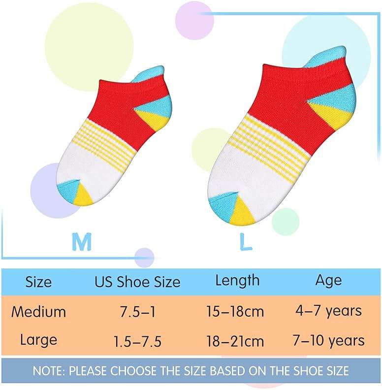 Comfoex Boys Socks 4-10 Years Old 6 Pairs Half Cushioned Short Ankle Athletic Cotton Socks - Image 4