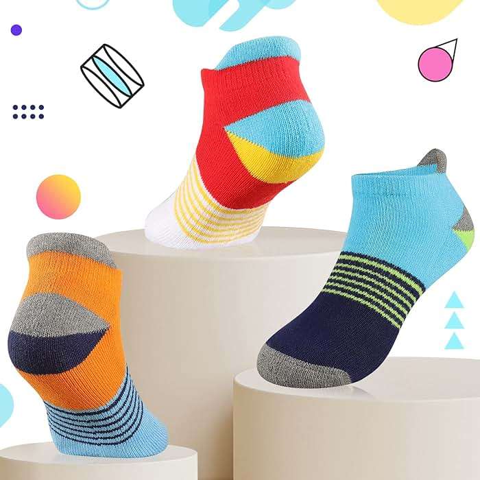 Comfoex Boys Socks 4-10 Years Old 6 Pairs Half Cushioned Short Ankle Athletic Cotton Socks - Image 5