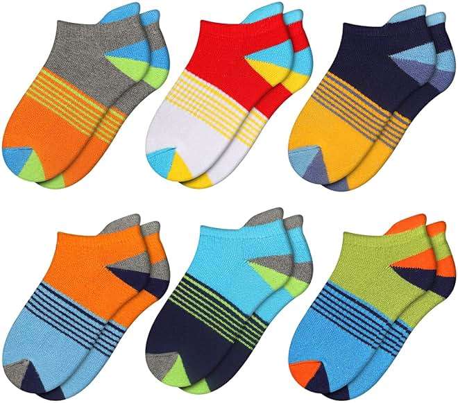 Comfoex Boys Socks 4-10 Years Old 6 Pairs Half Cushioned Short Ankle Athletic Cotton Socks - Image 7