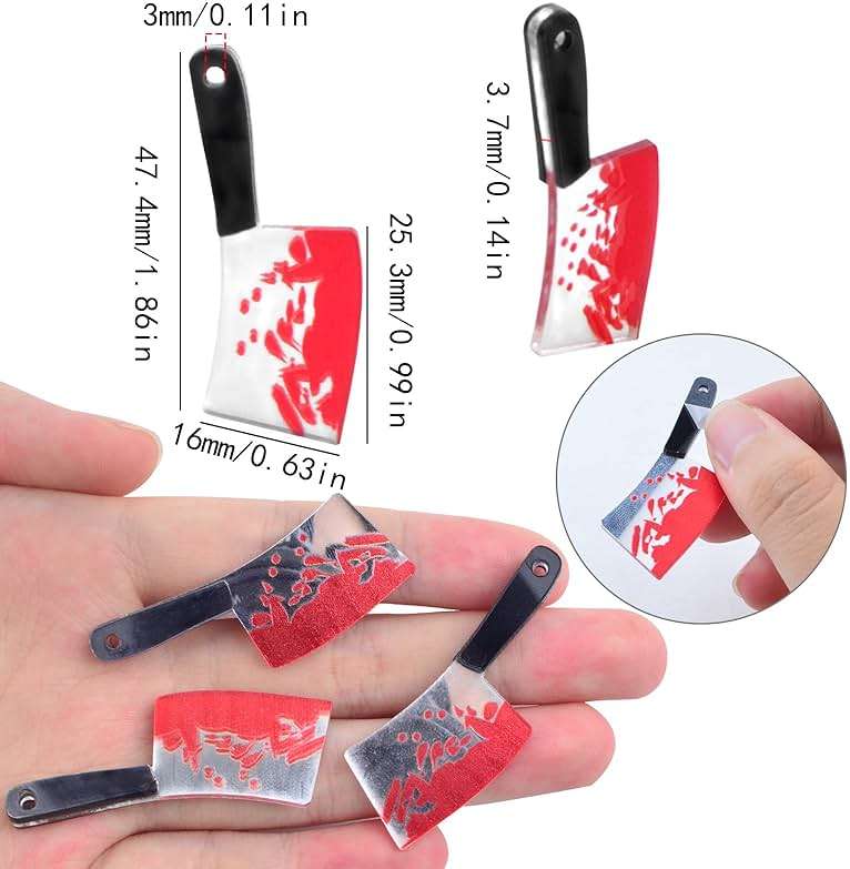 12 Pieces Small Knife Pendant Charms Acrylic Horror Sharp Knife Shape Dangle Pendants Craft Supplies for DIY Earrings Jewelry Making Halloween Party Decor - Image 3