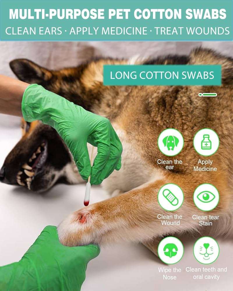 AkoSlale Dog Ear Cleaning Swabs 200 Count – 6 Inch Extra Long Bamboo Cotton Swabs for Dogs & Cats, Large Lint-Free Cotton Tipped Applicators for Ear Wax Removal, Tear Stains & Grooming - Image 3