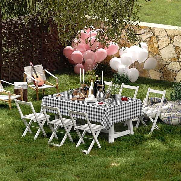 misaya Rectangle Waterproof Vinyl Table Cloth, Buffalo Flannel Backed Tablecloth, Wipeable Plastic Table Cover for Dinner, Kitchen, Outdoor (60" x 84", Black and White) - Image 2