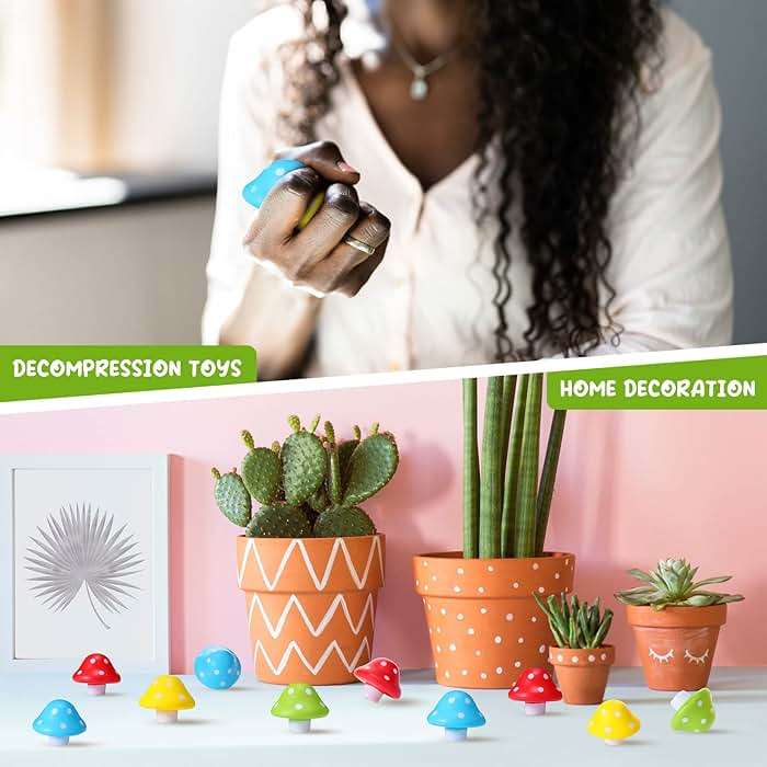 Jerify 20 Pcs Mini Mushroom Stress Balls Toys Halloween Mushroom Party Favors Gifts 1.57 Inch PU Foam Stretchy Stress Relief Fidget Toys Bulk for Adults Anxiety Relaxing (Bright Colors) - Image 6