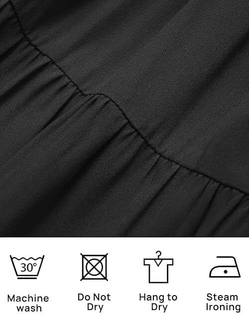 ZESICA Women's 2026 Summer Puff Sleeve Midi Dress 2026 Boho Solid High Waist Flowy Beach Wedding Guest Long Dresses - Image 7