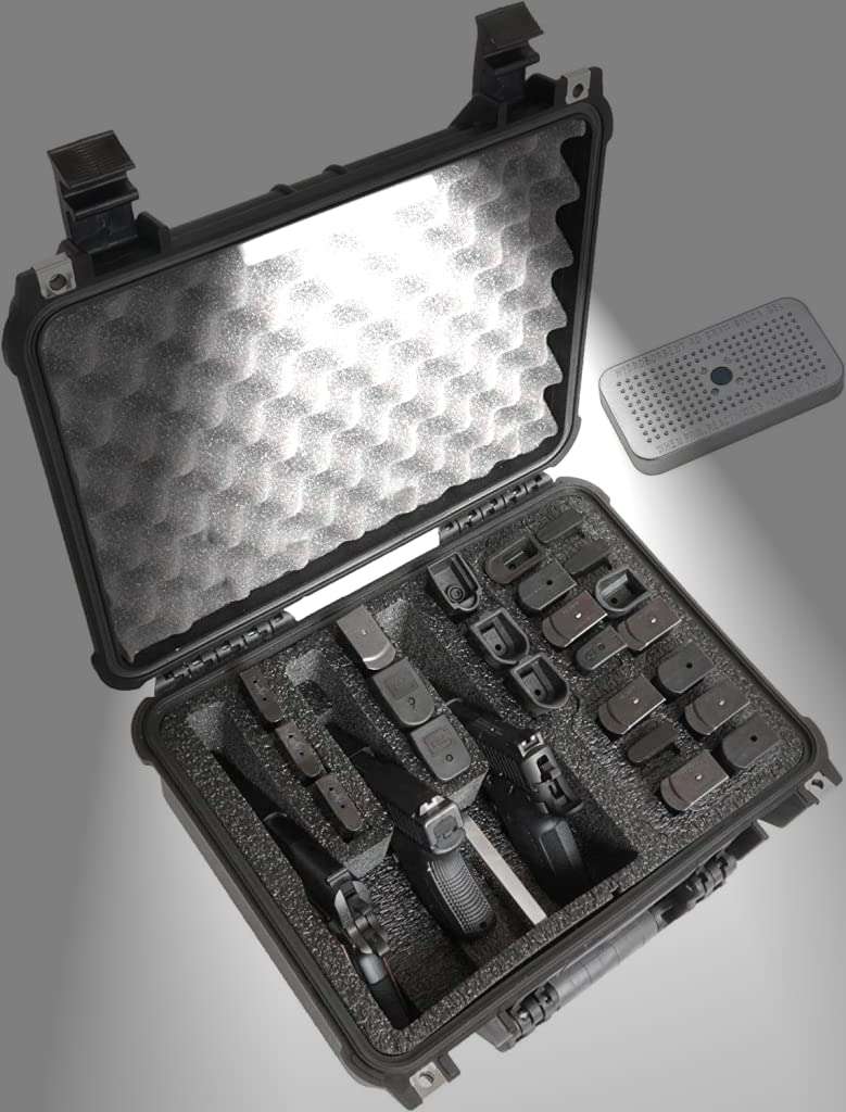 Case Club 3 Pistol & Accessory & Up to 23 Magazines Pre-Cut Waterproof Case with Silica Gel to Help Prevent Gun Rust (Gen 2) - Image 1