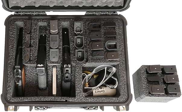 Case Club 3 Pistol & Accessory & Up to 23 Magazines Pre-Cut Waterproof Case with Silica Gel to Help Prevent Gun Rust (Gen 2) - Image 2