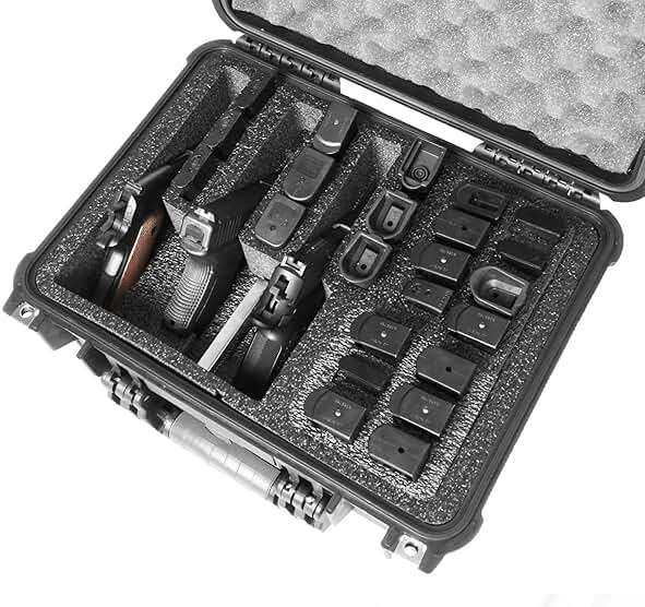 Case Club 3 Pistol & Accessory & Up to 23 Magazines Pre-Cut Waterproof Case with Silica Gel to Help Prevent Gun Rust (Gen 2) - Image 6