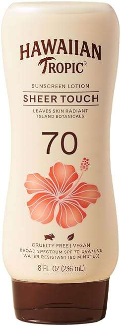 Hawaiian Tropic Sheer Touch Lotion Sunscreen SPF 70, 8 Fl Oz | Broad Spectrum, Oxybenzone Free, Sunblock Lotion, Hawaiian Tropic Sunscreen SPF 70, 8 Fl Oz - Image 1