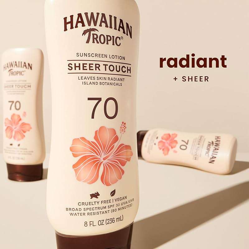 Hawaiian Tropic Sheer Touch Lotion Sunscreen SPF 70, 8 Fl Oz | Broad Spectrum, Oxybenzone Free, Sunblock Lotion, Hawaiian Tropic Sunscreen SPF 70, 8 Fl Oz - Image 2