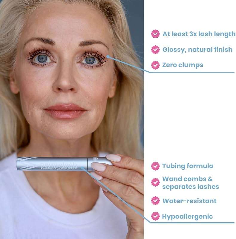 Prime Prometics PrimeLash Mascara for Older Women – Volumizing, Incredible Length in 2 Coats – Long-Stay, Zero Clumps, Hypoallergenic (Black) - Image 2
