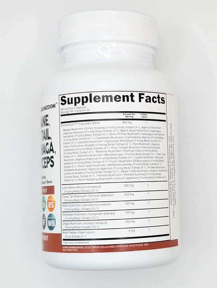 Clean Nutraceuticals Lions Mane 20in1 Mushroom Supplement with Turkey Tail Reishi Cordyceps Chaga Maitake Meshima Poria Cocos Shiitake Oyster Porcini Enoki - 1 Pack - Image 6