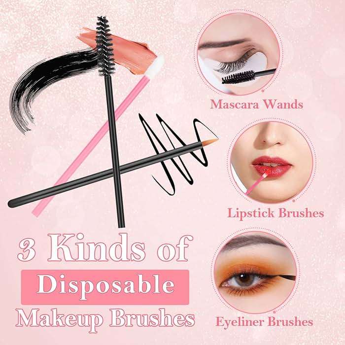 Disposable Makeup Applicators Accessories Kit Makeup Artist Supplies with Mixing Tray Mascara Wands, Lip Brushes, Hair Clips Triangle Puff for Face with Storage Box - Image 6