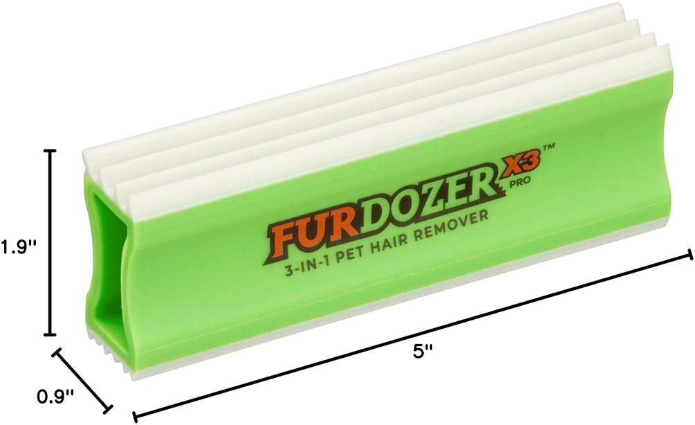 FurDozer Pet Hair Remover & Auto Detailing Tools - Cat & Dog Hair Remover for Carpets, Car Interiors, Couches, Bedding, & Pet Furniture (Green, X3 PRO - 5" Long) - Image 2