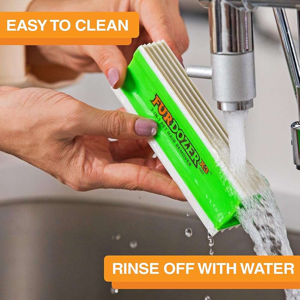 FurDozer Pet Hair Remover & Auto Detailing Tools - Cat & Dog Hair Remover for Carpets, Car Interiors, Couches, Bedding, & Pet Furniture (Green, X3 PRO - 5" Long) - Image 10