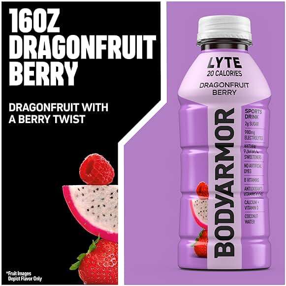 BODYARMOR Lyte Sports Drink Low-Calorie Beverage, Dragonfruit Berry, Coconut Water Hydration, Natural Flavors with Vitamins, Potassium-Packed Electrolytes, 16 Fl Oz (Pack of 12) - Image 3