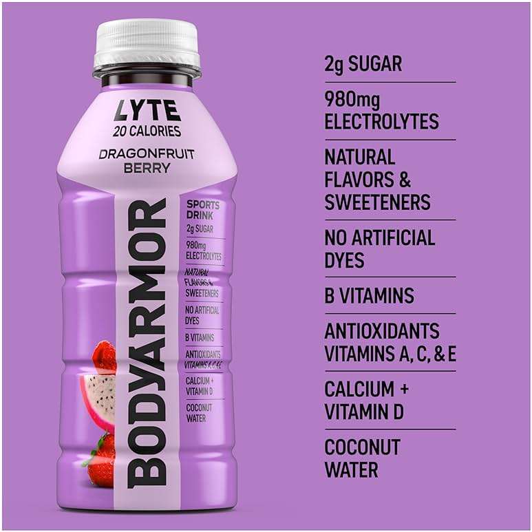 BODYARMOR Lyte Sports Drink Low-Calorie Beverage, Dragonfruit Berry, Coconut Water Hydration, Natural Flavors with Vitamins, Potassium-Packed Electrolytes, 16 Fl Oz (Pack of 12) - Image 7