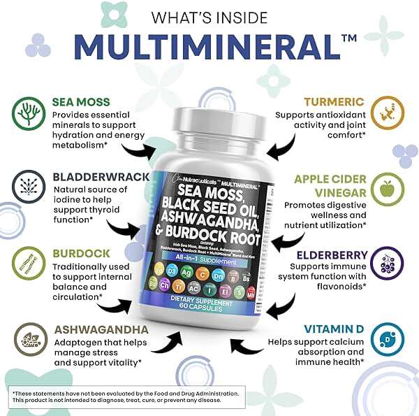 Clean Nutraceuticals Sea Moss Black Seed Oil Ashwagandha Turmeric Bladderwrack Burdock & Vitamin C Vitamin D3 with Elderberry Manuka Dandelion Yellow Dock Iodine Chlorophyll ACV - Image 3