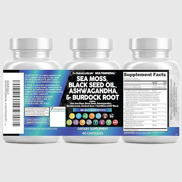 Clean Nutraceuticals Sea Moss Black Seed Oil Ashwagandha Turmeric Bladderwrack Burdock & Vitamin C Vitamin D3 with Elderberry Manuka Dandelion Yellow Dock Iodine Chlorophyll ACV - Image 9