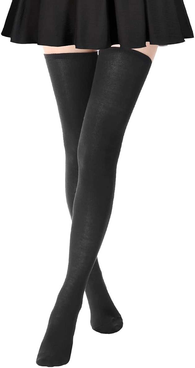 AQOKKA Extra Long Thigh High Socks for Women Striped Over Knee Thigh Socks Long Boot Thigh High Stockings Leg Warmers - Image 1