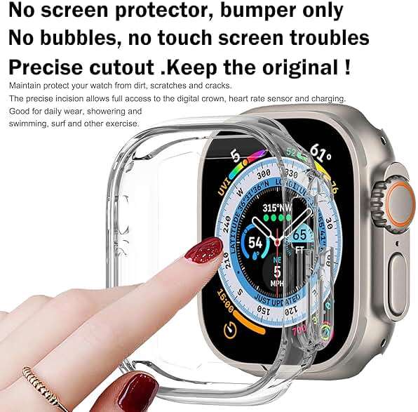 BOTOMALL Compatible with Apple Watch Bumper Case Ultra 3/2/1 49mm Soft Flexible TPU Thin Lightweight Protective Cover for iWatch [NO Front Screen Protector] - Image 3