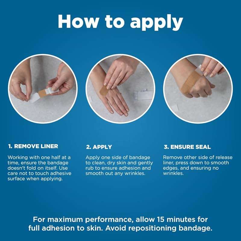 Amazon Basic Care Flexible Fabric Adhesive Bandages, First Aid for Wounds and Scrapes, Breathable First Aid Wound Care Supplies, Assorted Sizes, 100 Count - Image 3