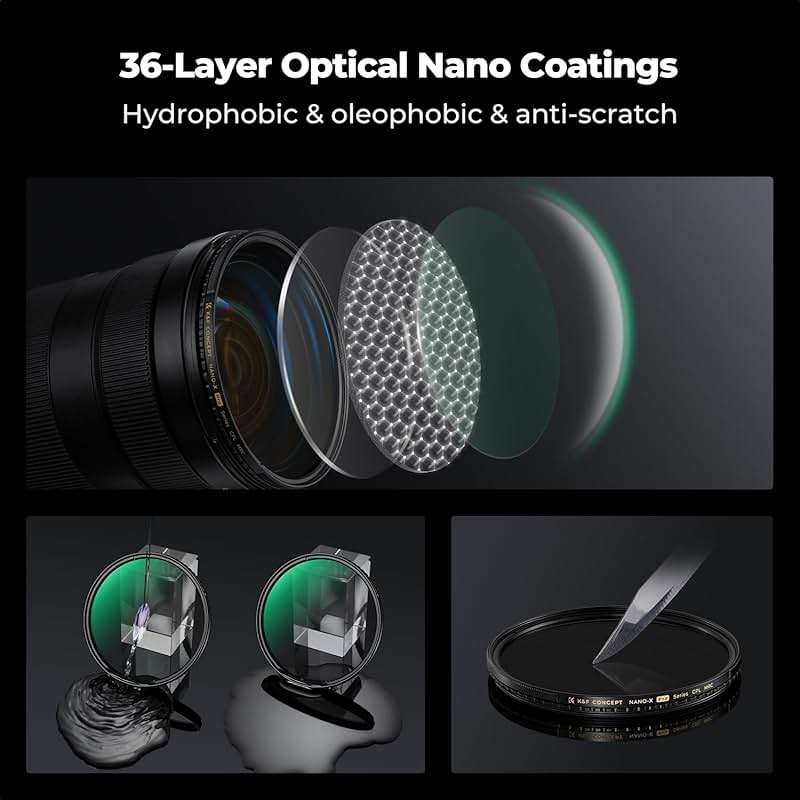 K&F CONCEPT 82mm Variable ND Lens Filter ND2-32 (1-5 Stops) High Definition Adjustable Neutral Density Filter with 36 Multi-Layer Coatings (Nano X PRO Series) - Image 6