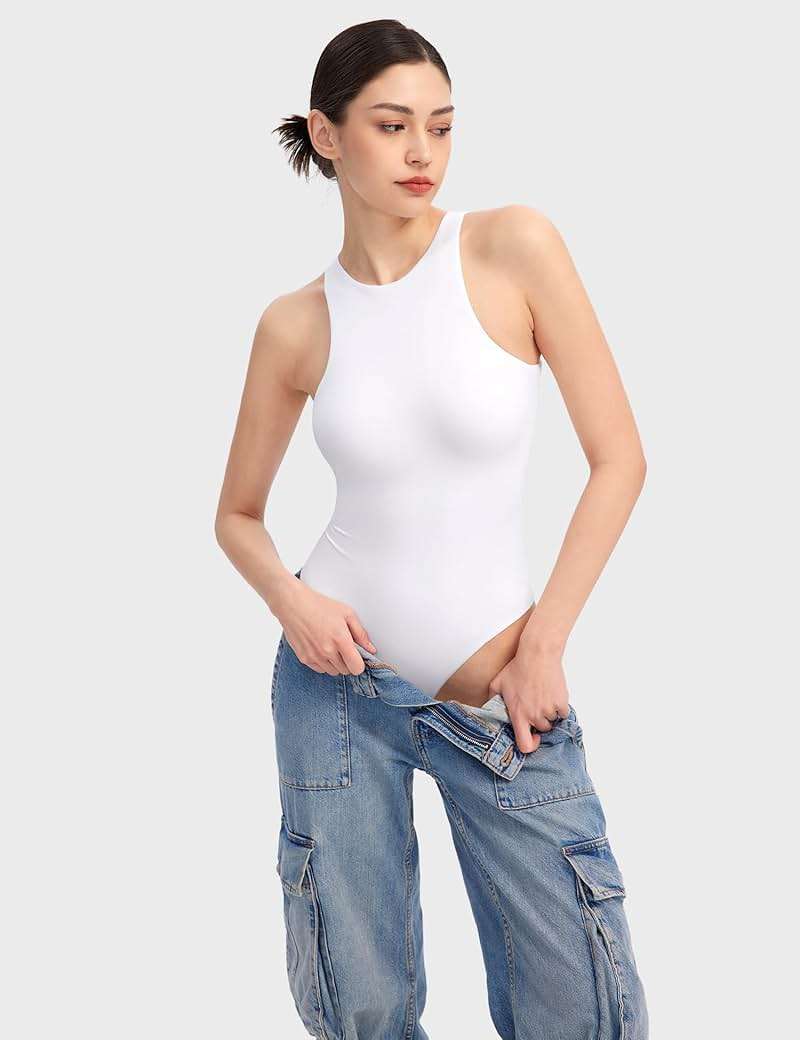 Women's High Neck Sleeveless Bodysuit Sexy Tank Tops Smoke Cloud Collection - Image 5