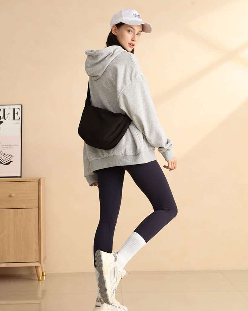 Crossbody Crescent Bag for Women Men Trendy, Crescent Sling Bag with Adjustable Strap, 2 Zippers Lightweight - Image 3