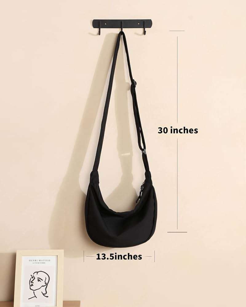 Crossbody Crescent Bag for Women Men Trendy, Crescent Sling Bag with Adjustable Strap, 2 Zippers Lightweight - Image 9
