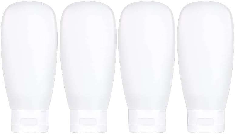 TSA Approved Travel Bottles Set for Toiletries Travel Size Containers Kit 4 Pack Portable Leak Proof Refillable Squeeze Cosmetic Airplane Essential Shampoo Hair Conditioner Body Lotion Bath Shower Gel - Image 1