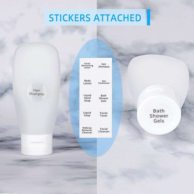 TSA Approved Travel Bottles Set for Toiletries Travel Size Containers Kit 4 Pack Portable Leak Proof Refillable Squeeze Cosmetic Airplane Essential Shampoo Hair Conditioner Body Lotion Bath Shower Gel - Image 2
