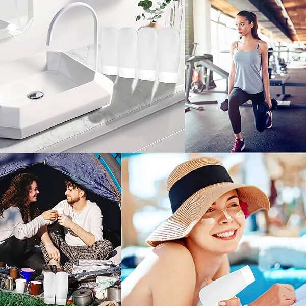 TSA Approved Travel Bottles Set for Toiletries Travel Size Containers Kit 4 Pack Portable Leak Proof Refillable Squeeze Cosmetic Airplane Essential Shampoo Hair Conditioner Body Lotion Bath Shower Gel - Image 6
