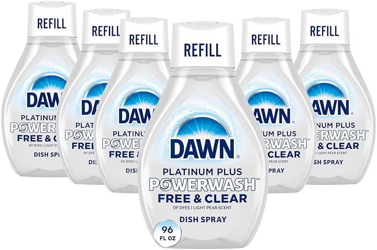 Dawn Free & Clear Powerwash Dish Spray, Dish Soap, Pear Scent Refill, 16 Fl oz (6 Pack) - Image 1