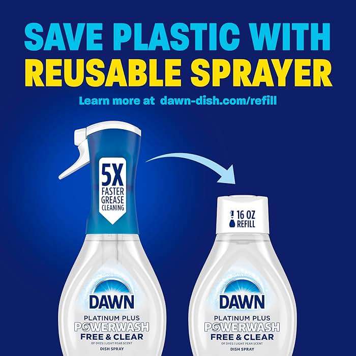 Dawn Free & Clear Powerwash Dish Spray, Dish Soap, Pear Scent Refill, 16 Fl oz (6 Pack) - Image 6