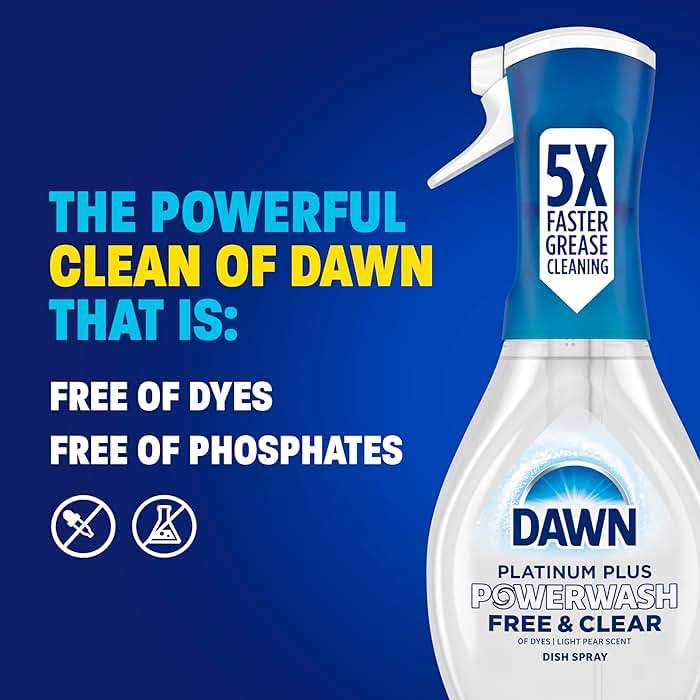 Dawn Free & Clear Powerwash Dish Spray, Dish Soap, Pear Scent Refill, 16 Fl oz (6 Pack) - Image 8