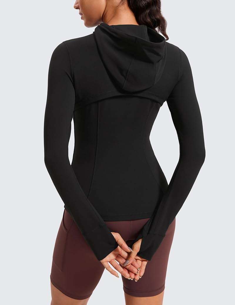 CRZ YOGA Butterluxe Hooded Athletic Jackets for Women - Full Zip Track Casual Tops with Thumb Holes Pockets - Image 2