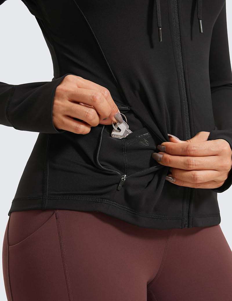 CRZ YOGA Butterluxe Hooded Athletic Jackets for Women - Full Zip Track Casual Tops with Thumb Holes Pockets - Image 5