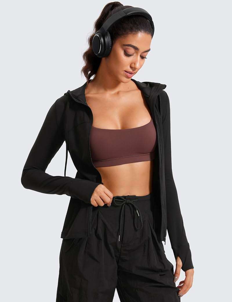 CRZ YOGA Butterluxe Hooded Athletic Jackets for Women - Full Zip Track Casual Tops with Thumb Holes Pockets - Image 6