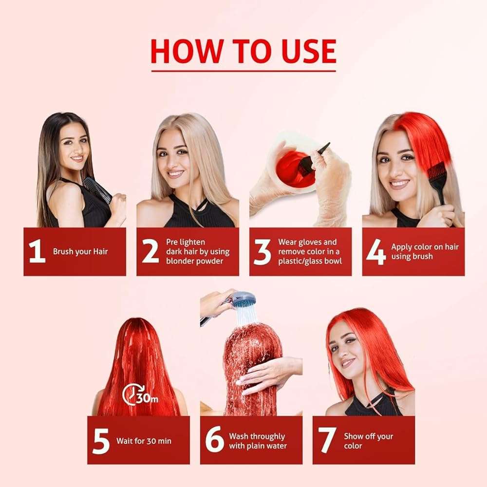 Nisha Cosglam Vegan And Cruelty Free Semi Permanent Hair Color, Orange Hair Dye With Infused Conditioner | No Ammonia, No Peroxide, Non Oxidative Hair Colour - 120g / 4.06 Fl Oz (#33 Vibrant Orange) - Image 6