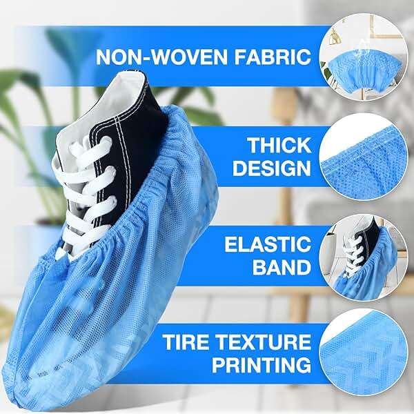 Jeere 600 Packs Disposable Boot Shoe Covers Non Slip Thick Extra Booties for Shoes Covers Durable for Men Women (Blue) - Image 3