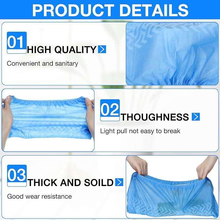 Jeere 600 Packs Disposable Boot Shoe Covers Non Slip Thick Extra Booties for Shoes Covers Durable for Men Women (Blue) - Image 4