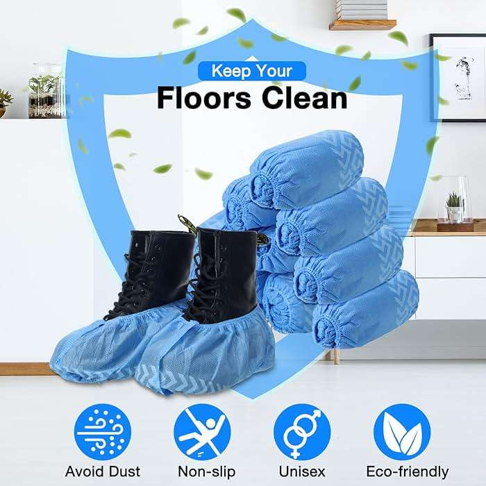 Jeere 600 Packs Disposable Boot Shoe Covers Non Slip Thick Extra Booties for Shoes Covers Durable for Men Women (Blue) - Image 5