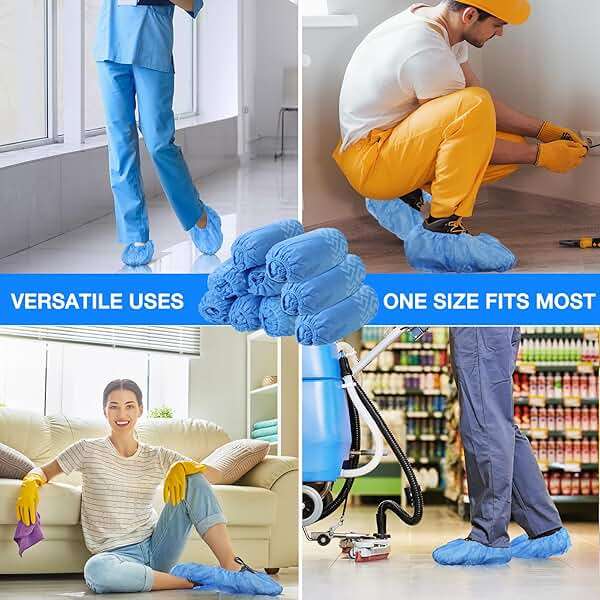 Jeere 600 Packs Disposable Boot Shoe Covers Non Slip Thick Extra Booties for Shoes Covers Durable for Men Women (Blue) - Image 6