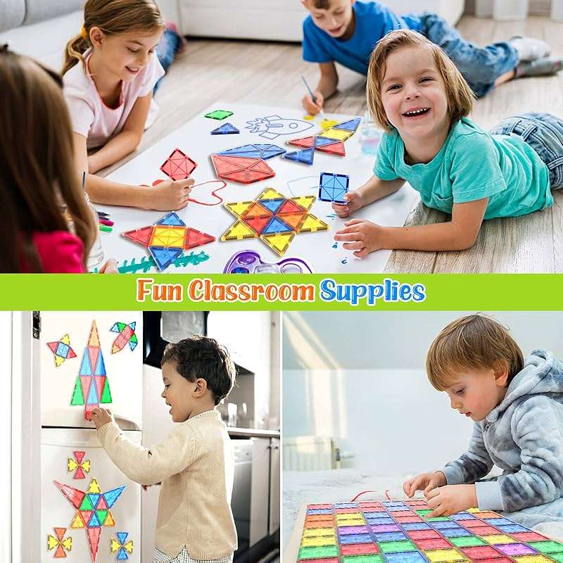 Coodoo Magnetic Tiles Kids Toys STEM Magnet Toy for Toddler Magnetic Blocks Building Preschool Learning Sensory Montessori Toys for 3+ Year Old Boys and Girls, Safe Creativity Toddler Kids Toy 40PCS - Image 5