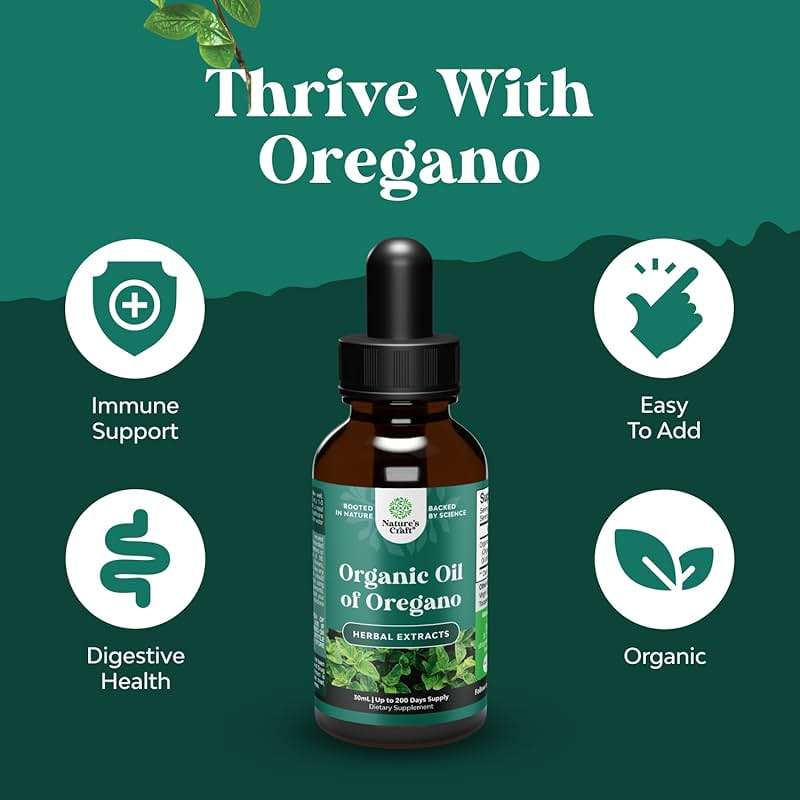 Organic Oregano Oil Drops - Super Concentrated Liquid Oil of Oregano with Carvacrol 60% for Digestion & Immune Support- Liquid Herbal Extract Tincture for Immune Strength & Healthy Intestines -1 Fl Oz - Image 4