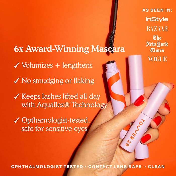 Tower 28 MakeWaves Vegan Black Mascara - Volumizing & Lengthening Mascara for Sensitive Eyes - With Aquaflex Technology for Humidity-Proof Lift - Hypoallergenic Eye Makeup - Jet (0.29 oz) - Image 3
