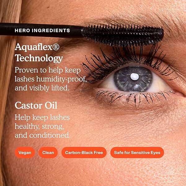 Tower 28 MakeWaves Vegan Black Mascara - Volumizing & Lengthening Mascara for Sensitive Eyes - With Aquaflex Technology for Humidity-Proof Lift - Hypoallergenic Eye Makeup - Jet (0.29 oz) - Image 7