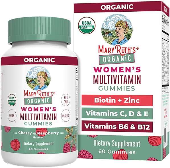 MARYRUTH'S Multivitamin Gummies for Women Ages 14+ | Immune Support | Hair & Skin Health | Reproductive Health | Vitamin A C D E B6 B12 Biotin Zinc Iodine | Organic | Vegan | Non-GMO | 60 Count - Image 1