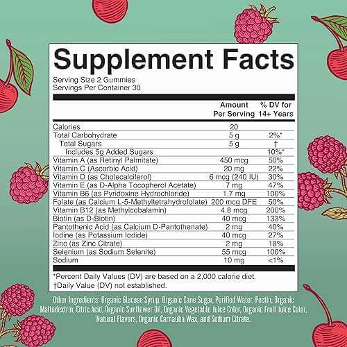 MARYRUTH'S Multivitamin Gummies for Women Ages 14+ | Immune Support | Hair & Skin Health | Reproductive Health | Vitamin A C D E B6 B12 Biotin Zinc Iodine | Organic | Vegan | Non-GMO | 60 Count - Image 2